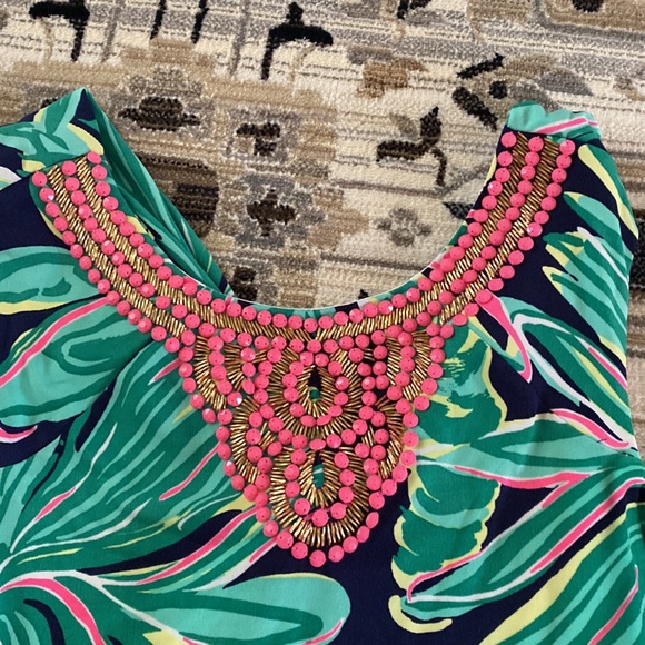 Lilly Pulitzer Navy & Multicolored Bristol Bright Tiger Palm Night Out Dress - Picture 2 of 4